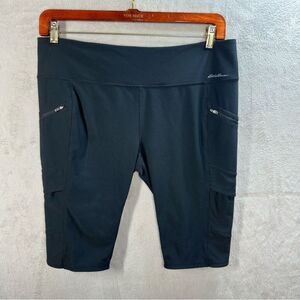 Eddie Bauer Cropped Leggings Black Knit Hiking‎ Outdoors Women’s XL